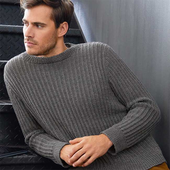 Klassisk herresweater i halvpatent