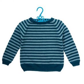 Drengesweater raglan og striber strikkekit str 2 år
