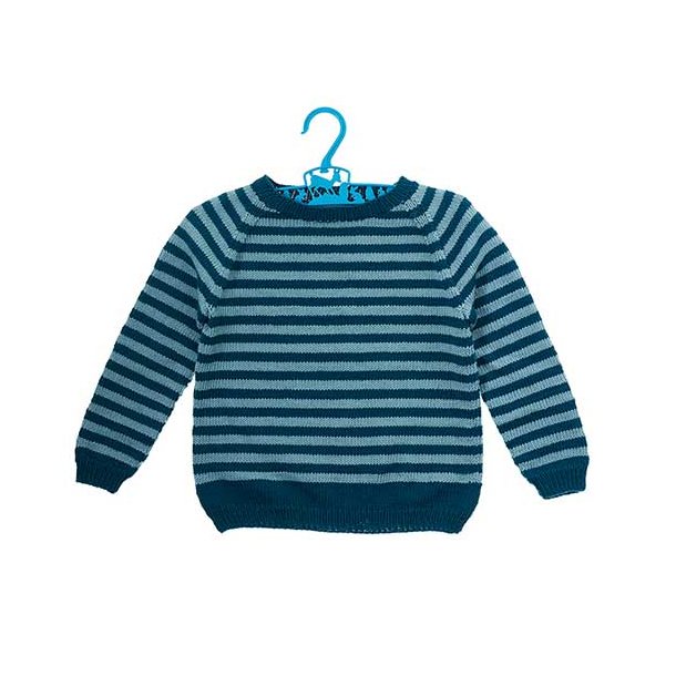 Hjemløs pakke Gummi Drengesweater med raglan og striber - strikkeopskrift download
