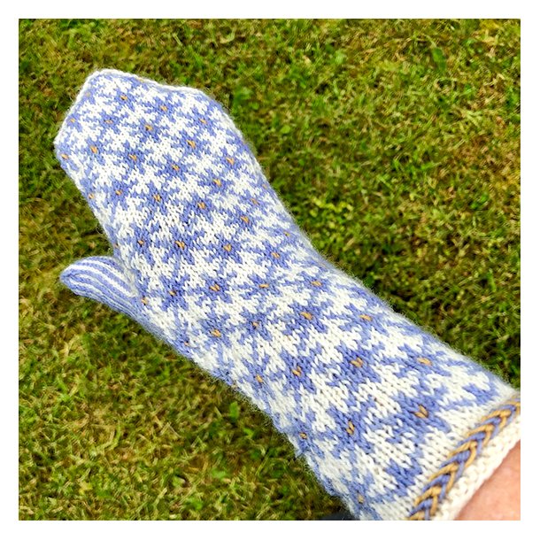 Isblomster lettiske vanter - strikkeopskrift til download