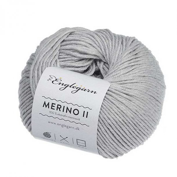 Englegarn Merino II Light Grey Melange 298S 125 - 150 m 3-4 mm 18 - 20 m