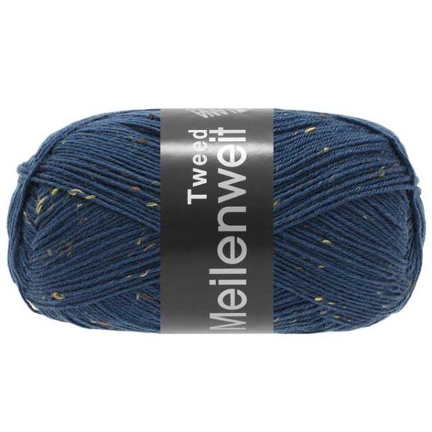 Meilenweit Tweed Strmpegarn - 100 g M&oslash;rk Petrolbl&aring; 128